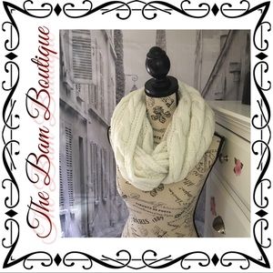 Ivory Cable Knit Infinity Scarf